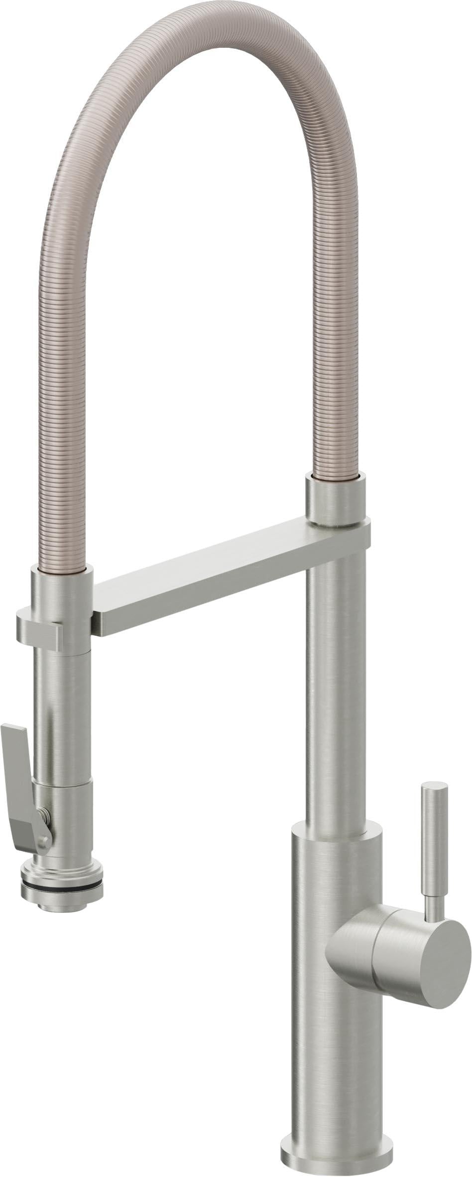 California Faucets Corsano Llave de Cocina Culinaria de Extraccion Contemporanea con Rociador de Apretar - Cromo Satinado