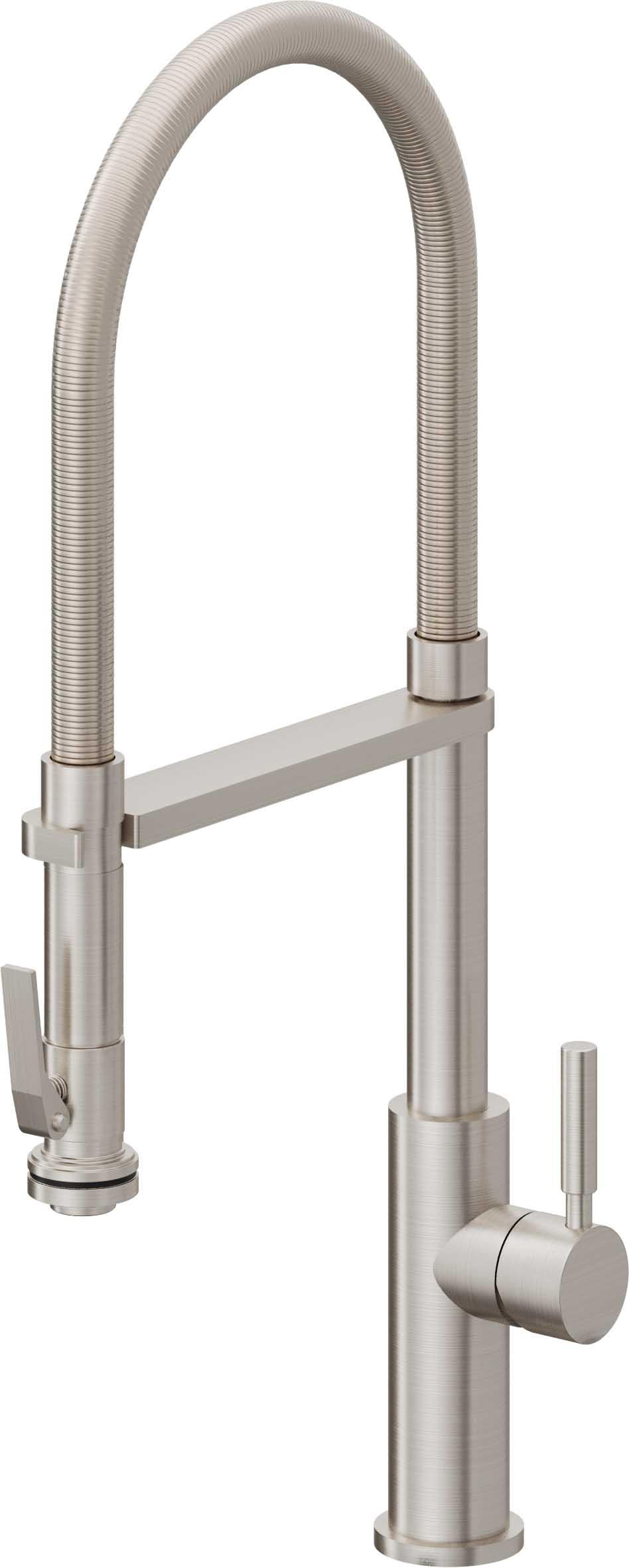 California Faucets Corsano Llave de Cocina Culinaria de Extraccion Contemporanea con Rociador de Apretar - Acero Inoxidable Ultra