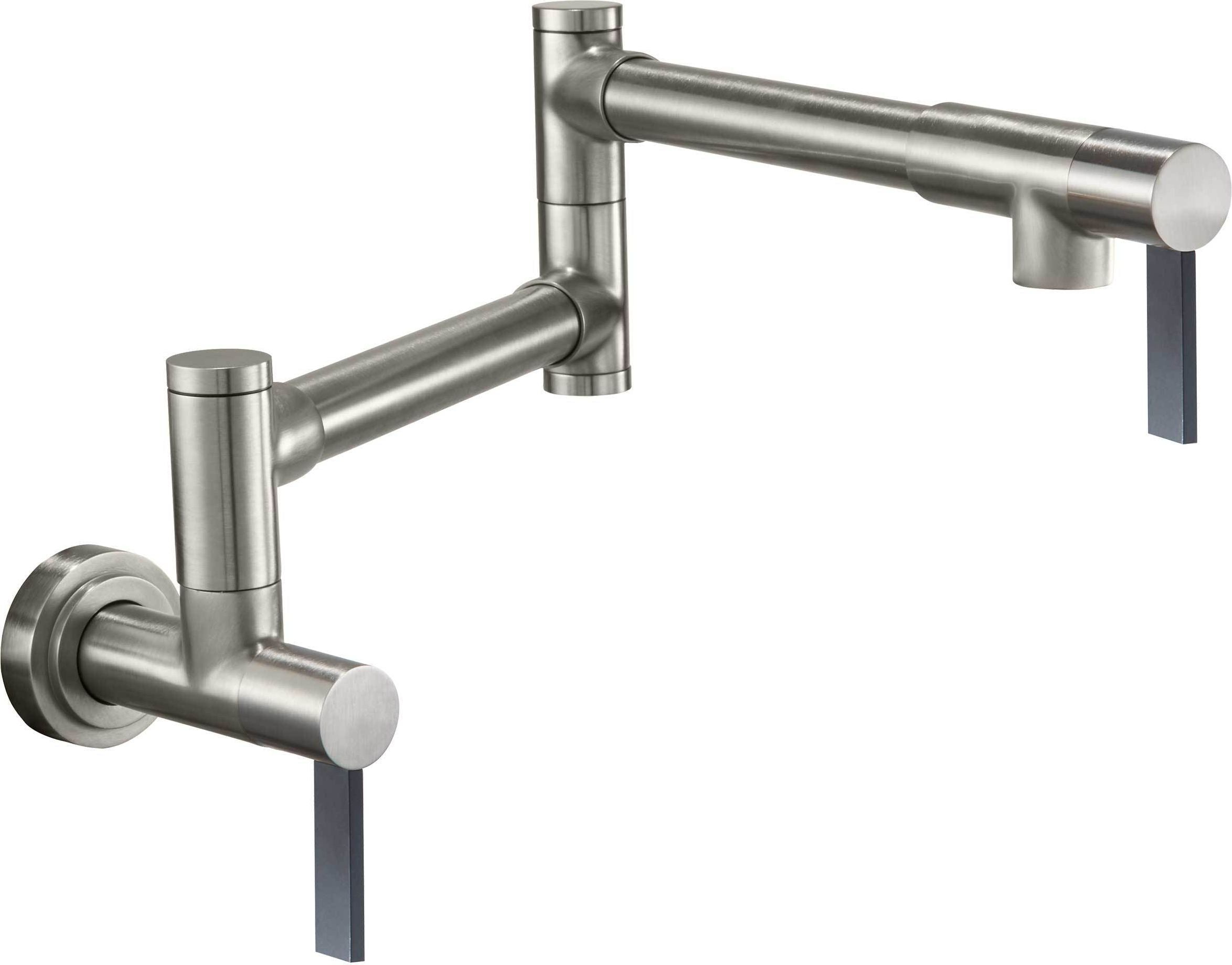 California Faucets Corsano Llenador de Ollas - Dos Manijas de Pared - Contemporaneo - Níquel Satinado