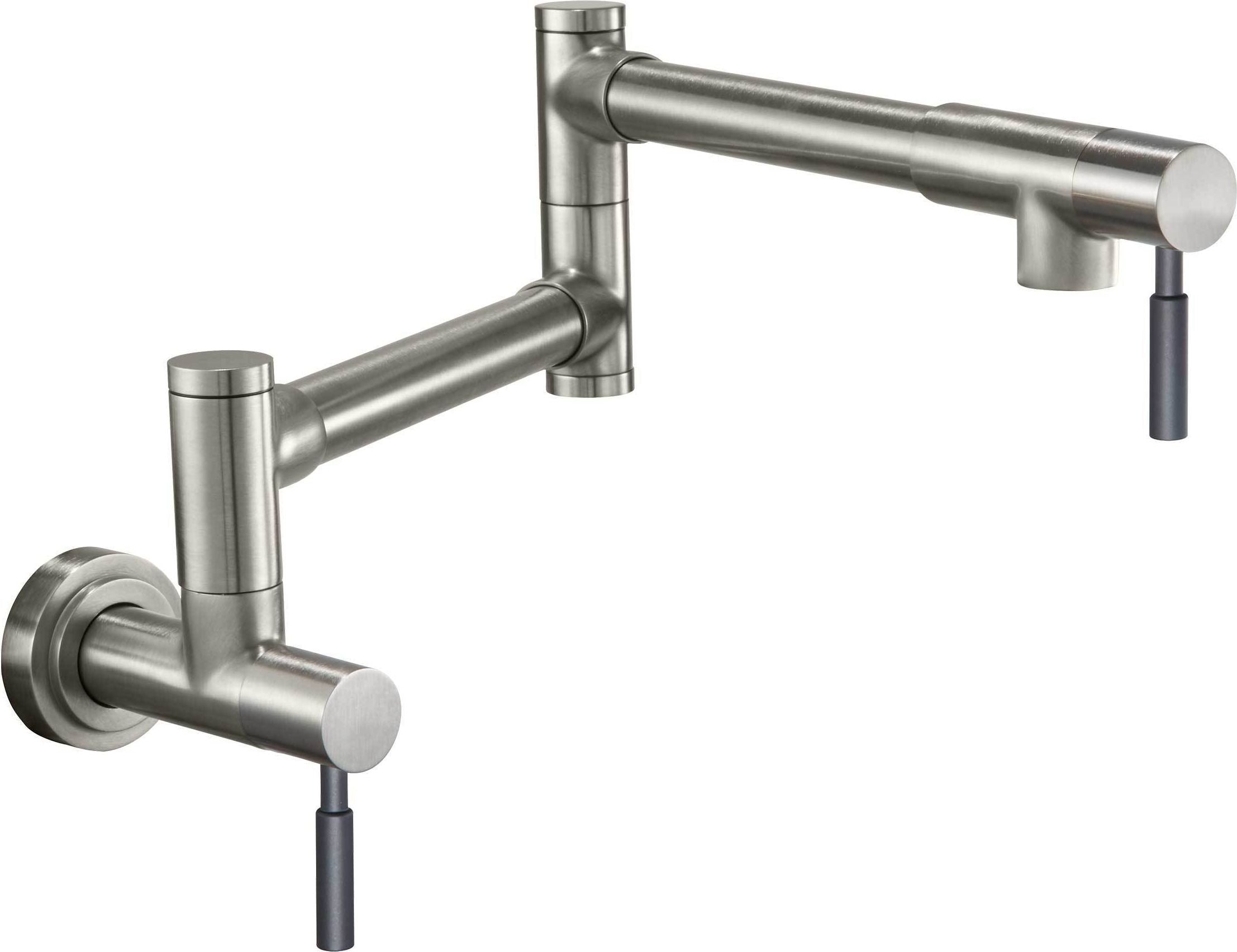 California Faucets Corsano Llenador de Ollas - Dos Manijas de Pared - Contemporaneo - Níquel Satinado