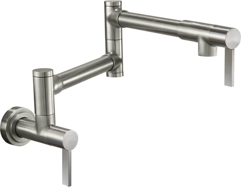 California Faucets Corsano Llenador de Ollas - Dos Manijas de Pared - Contemporaneo - Níquel Satinado