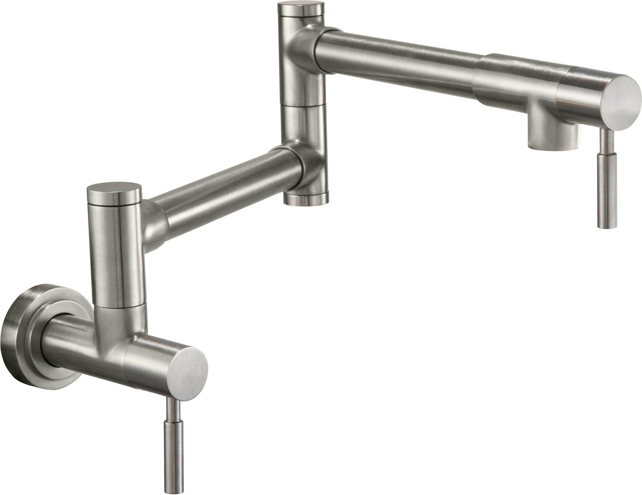 California Faucets Corsano Llenador de Ollas - Dos Manijas de Pared - Contemporaneo - Níquel Satinado