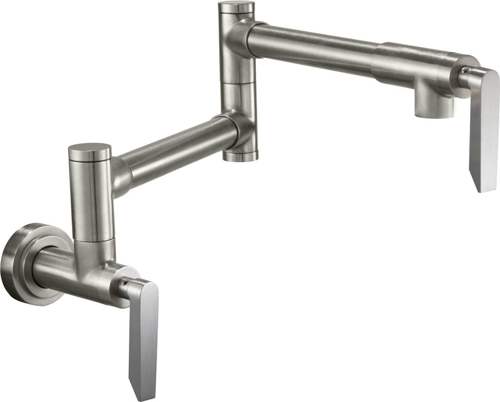 California Faucets Corsano Llenador de Ollas - Dos Manijas de Pared - Contemporaneo - Níquel Satinado