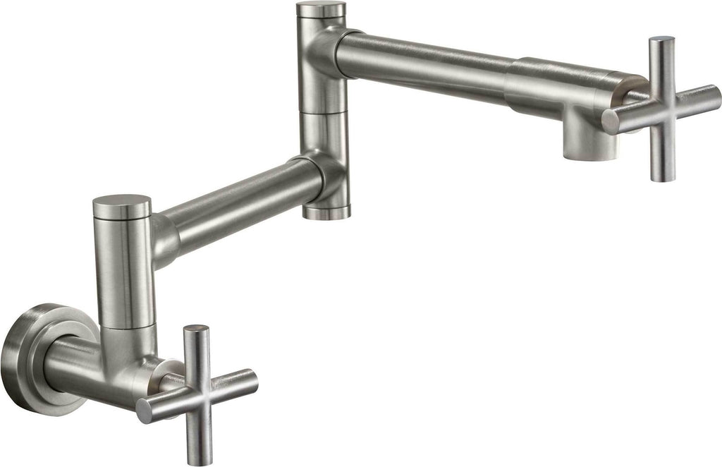 California Faucets Corsano Llenador de Ollas - Dos Manijas de Pared - Contemporaneo - Níquel Satinado