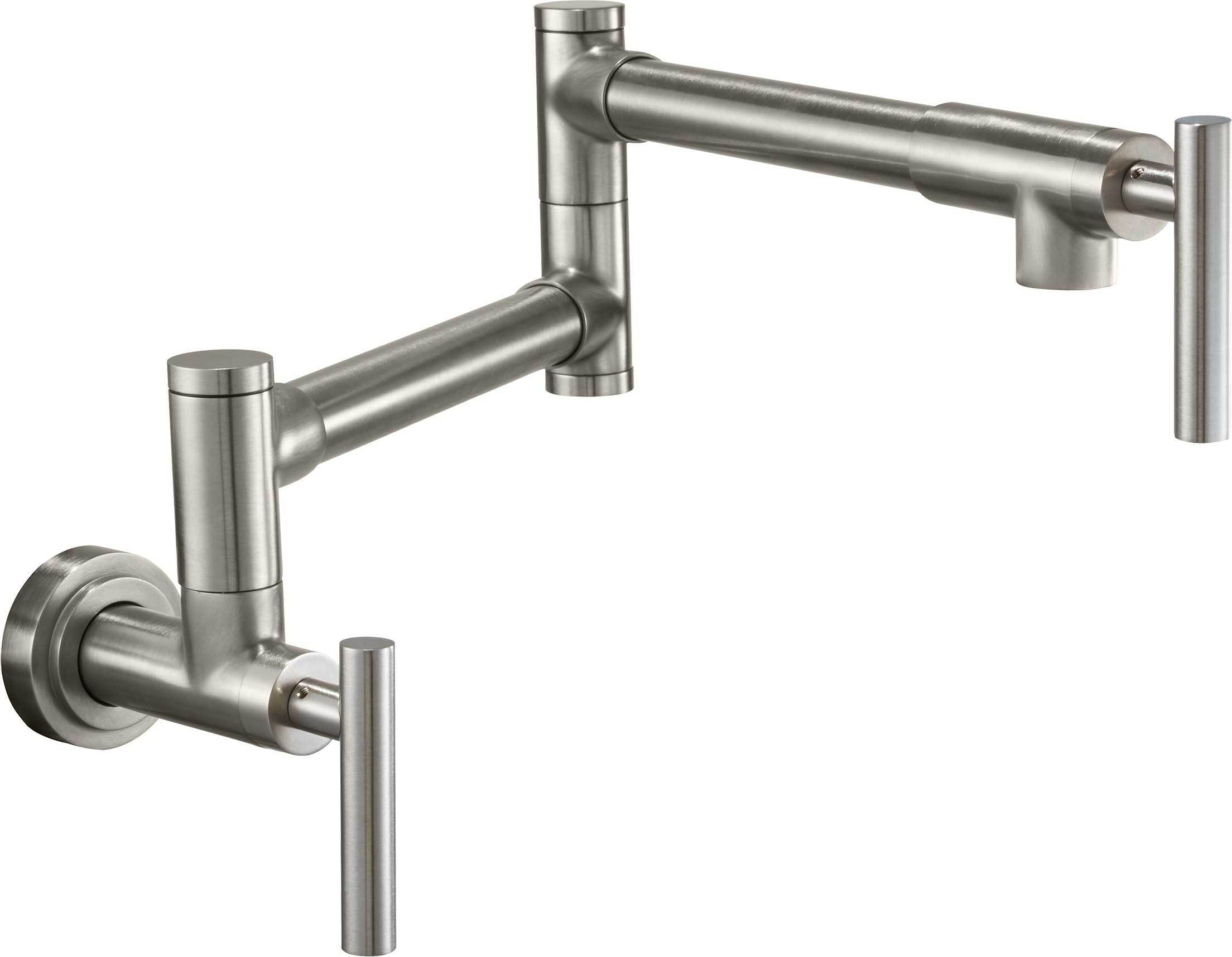 California Faucets Corsano Llenador de Ollas - Dos Manijas de Pared - Contemporaneo - Níquel Satinado