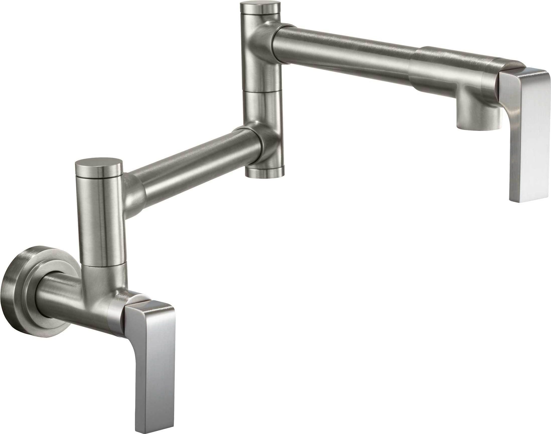 California Faucets Corsano Llenador de Ollas - Dos Manijas de Pared - Contemporaneo - Níquel Satinado