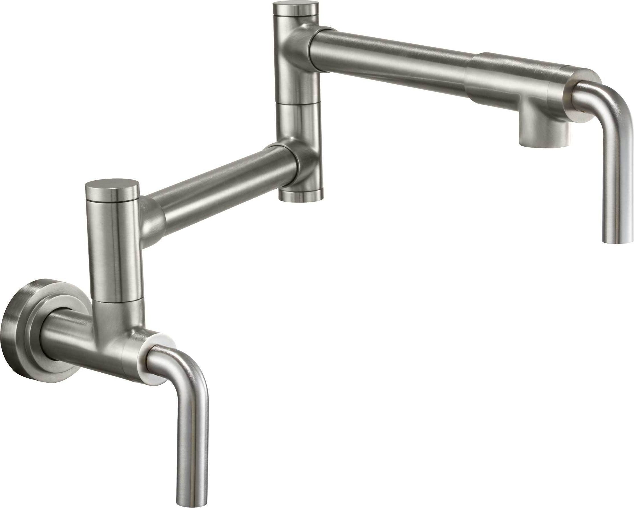 California Faucets Corsano Llenador de Ollas - Dos Manijas de Pared - Contemporaneo - Níquel Satinado