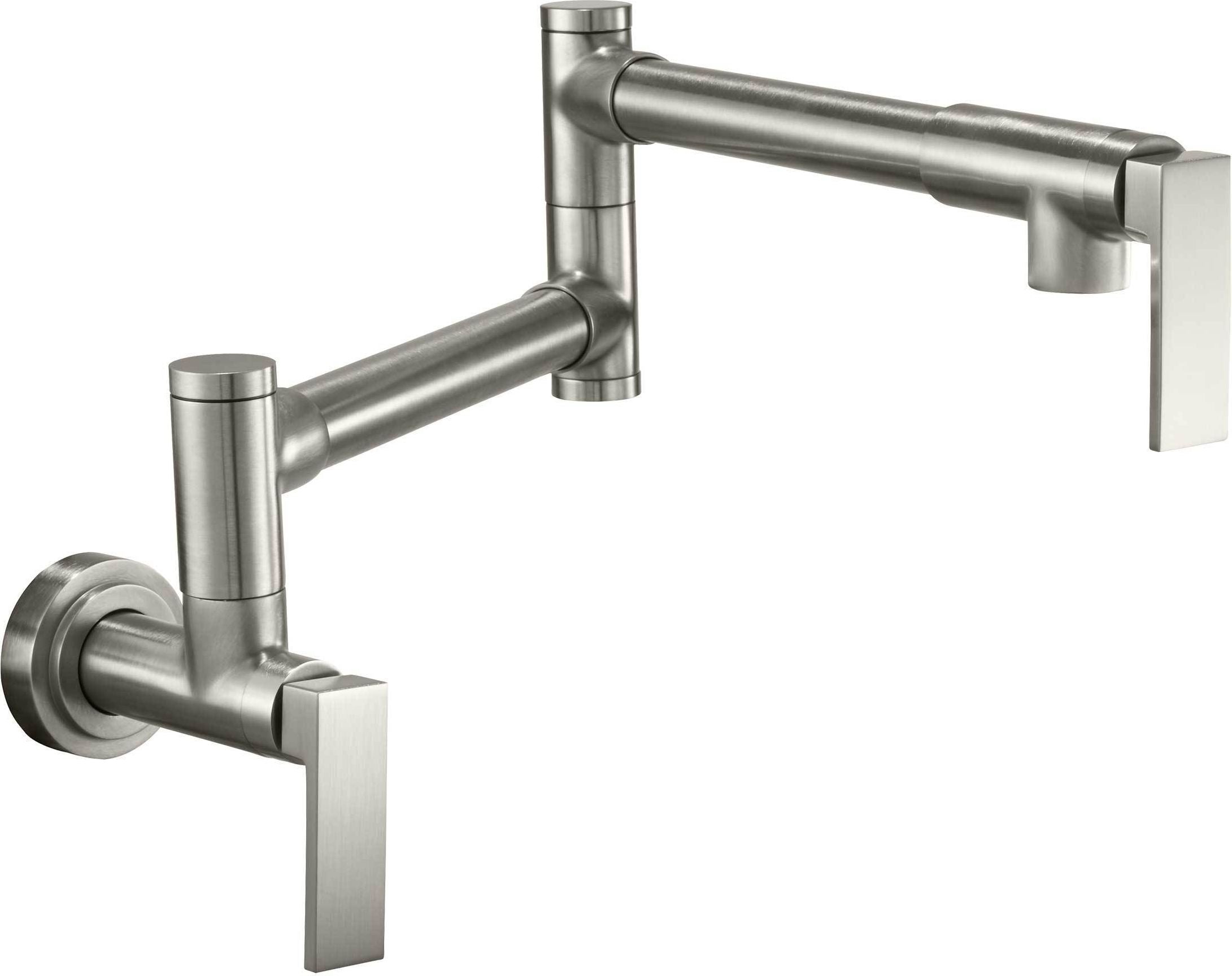 California Faucets Corsano Llenador de Ollas - Dos Manijas de Pared - Contemporaneo - Níquel Satinado