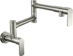 California Faucets Corsano Llenador de Ollas - Dos Manijas de Pared - Contemporaneo - Níquel Satinado