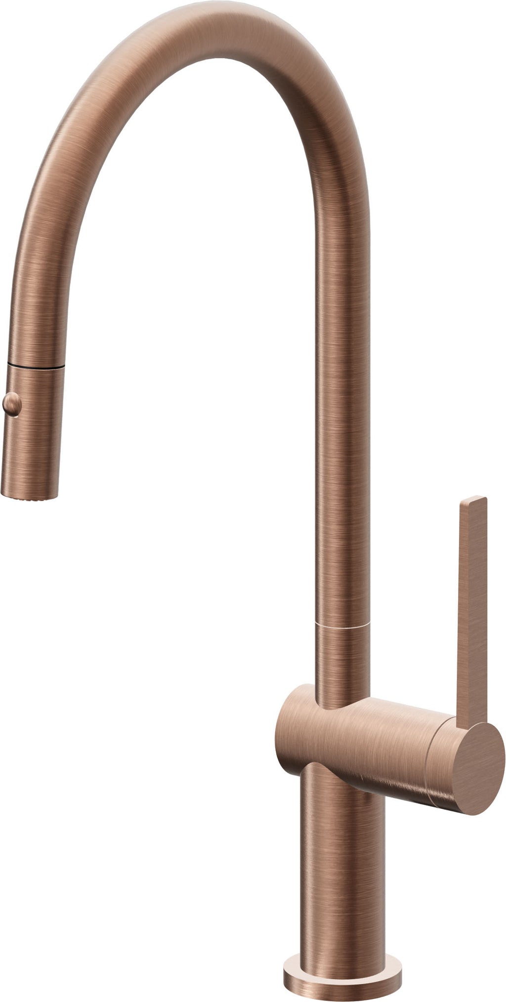California Faucets La Spezia Llave de Cocina Extraible Contemporanea con Rociador de Boton - Pico Alto en Arco - Cobre Antiguo Mate