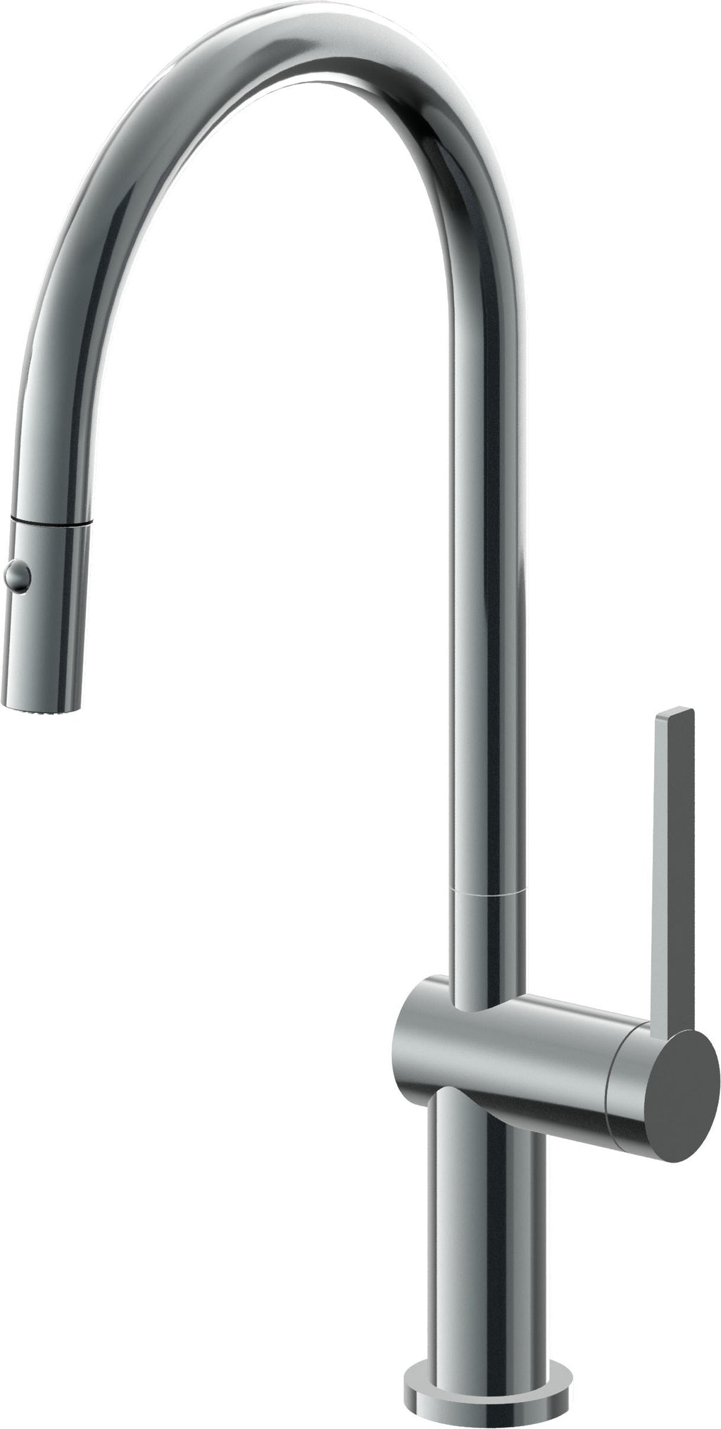 California Faucets La Spezia Llave de Cocina Extraible Contemporanea con Rociador de Boton - Pico Alto en Arco - Níquel Negro