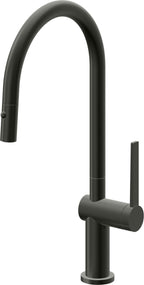 California Faucets La Spezia Llave de Cocina Extraible Contemporanea con Rociador de Boton - Pico Alto en Arco - Bronce Bella Terra
