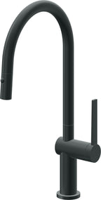 California Faucets La Spezia Llave de Cocina Extraible Contemporanea con Rociador de Boton - Pico Alto en Arco - Carbón