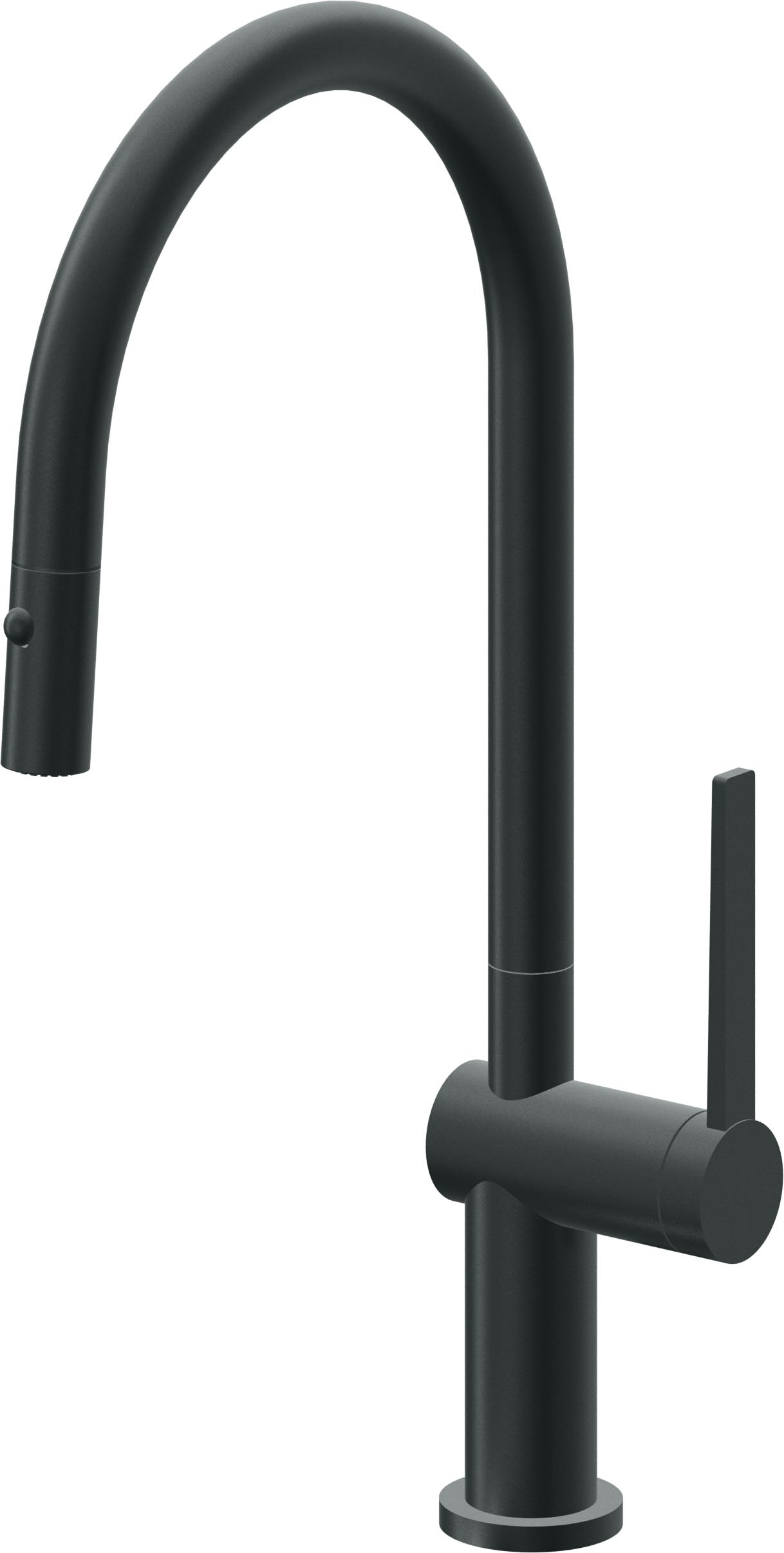 California Faucets La Spezia Llave de Cocina Extraible Contemporanea con Rociador de Boton - Pico Alto en Arco - Carbón