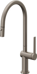 California Faucets La Spezia Llave de Cocina Extraible Contemporanea con Rociador de Boton - Pico Alto en Arco - Grafito