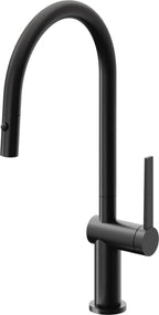 California Faucets La Spezia Llave de Cocina Extraible Contemporanea con Rociador de Boton - Pico Alto en Arco - Negro Mate