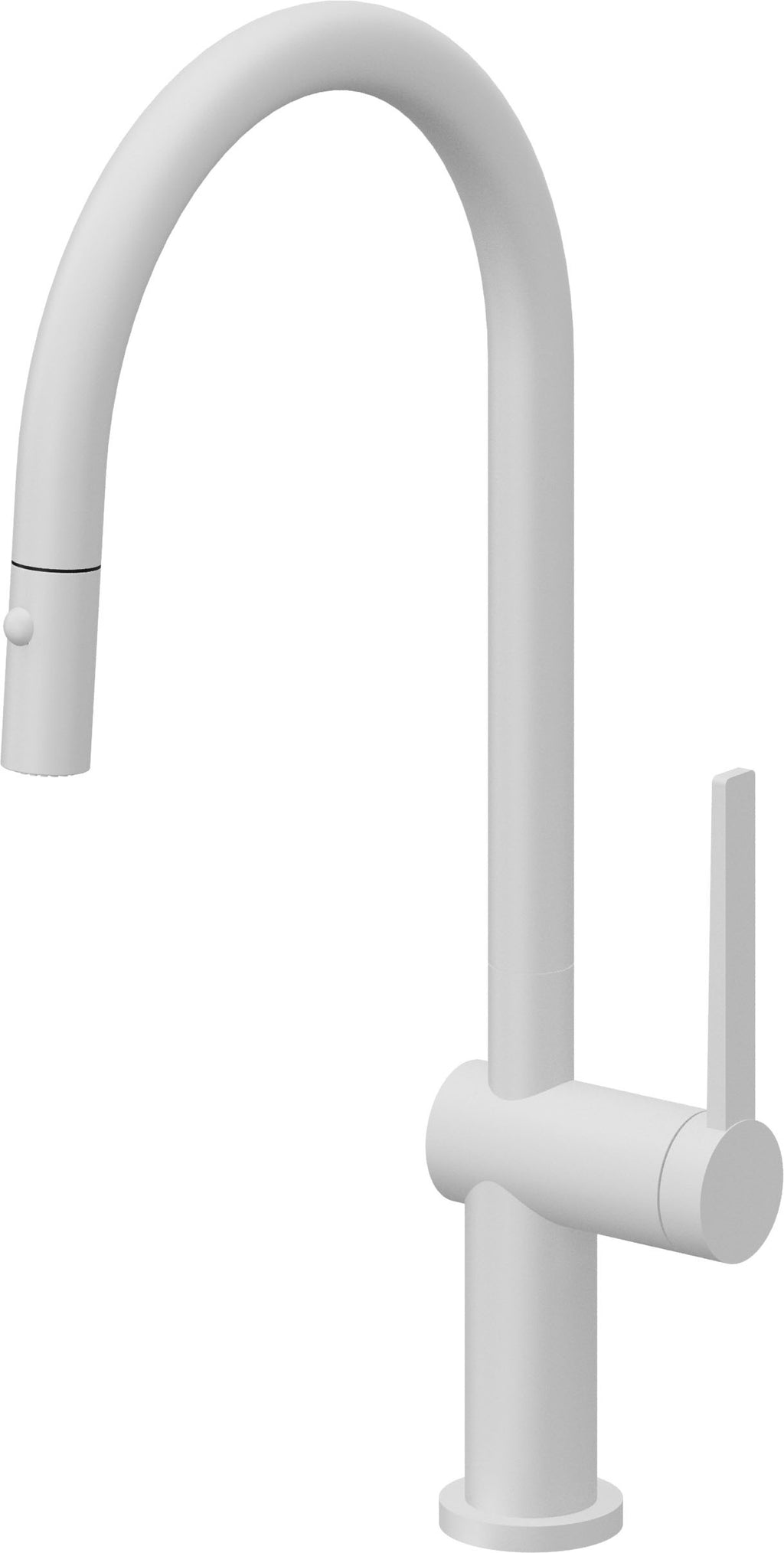 California Faucets La Spezia Llave de Cocina Extraible Contemporanea con Rociador de Boton - Pico Alto en Arco - Blanco Mate