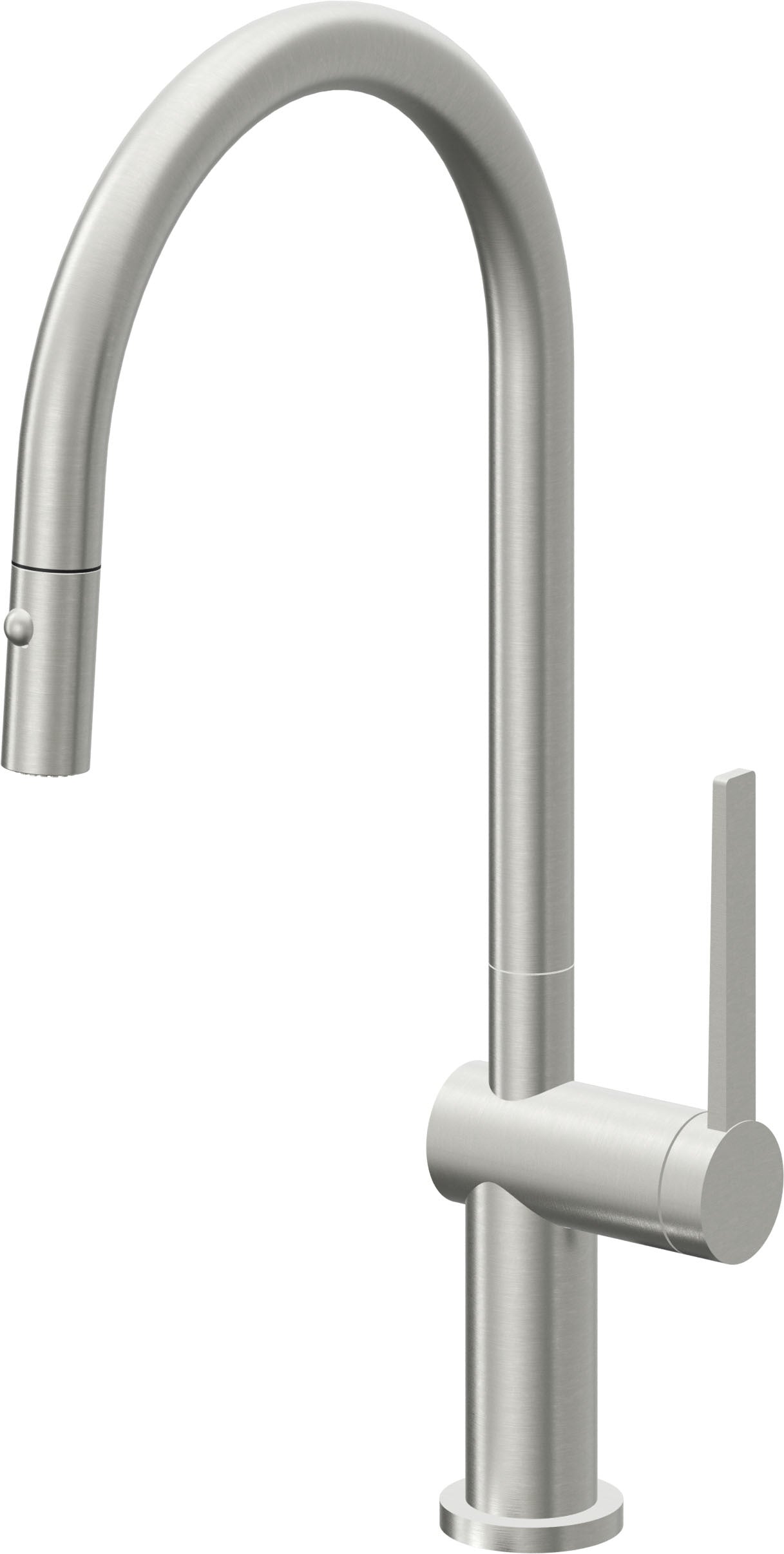 California Faucets La Spezia Llave de Cocina Extraible Contemporanea con Rociador de Boton - Pico Alto en Arco - Cromo Satinado