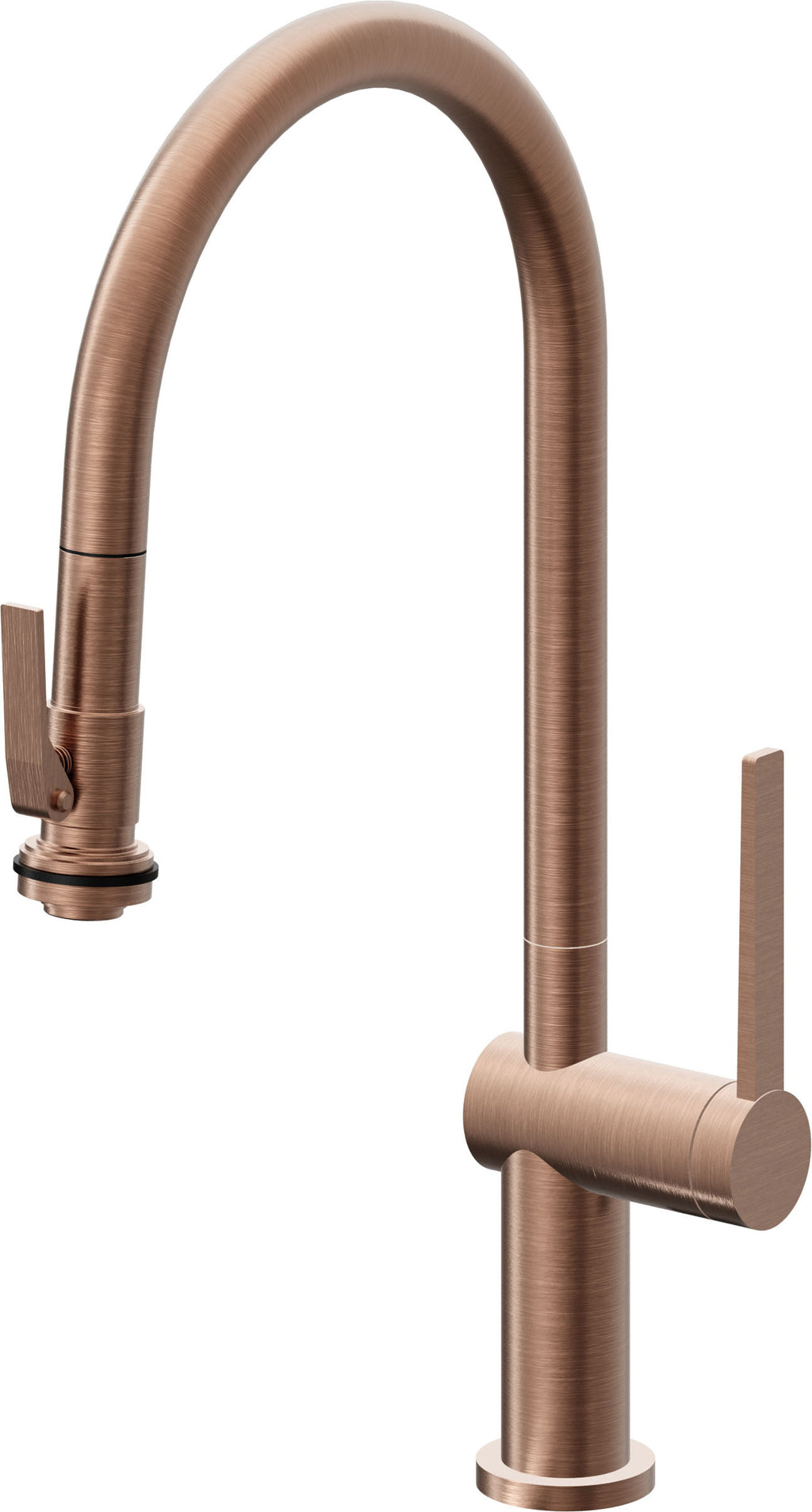 California Faucets La Spezia Llave de Cocina Extraible Contemporanea con Rociador de Apretar - Pico Alto en Arco - Cobre Antiguo Mate