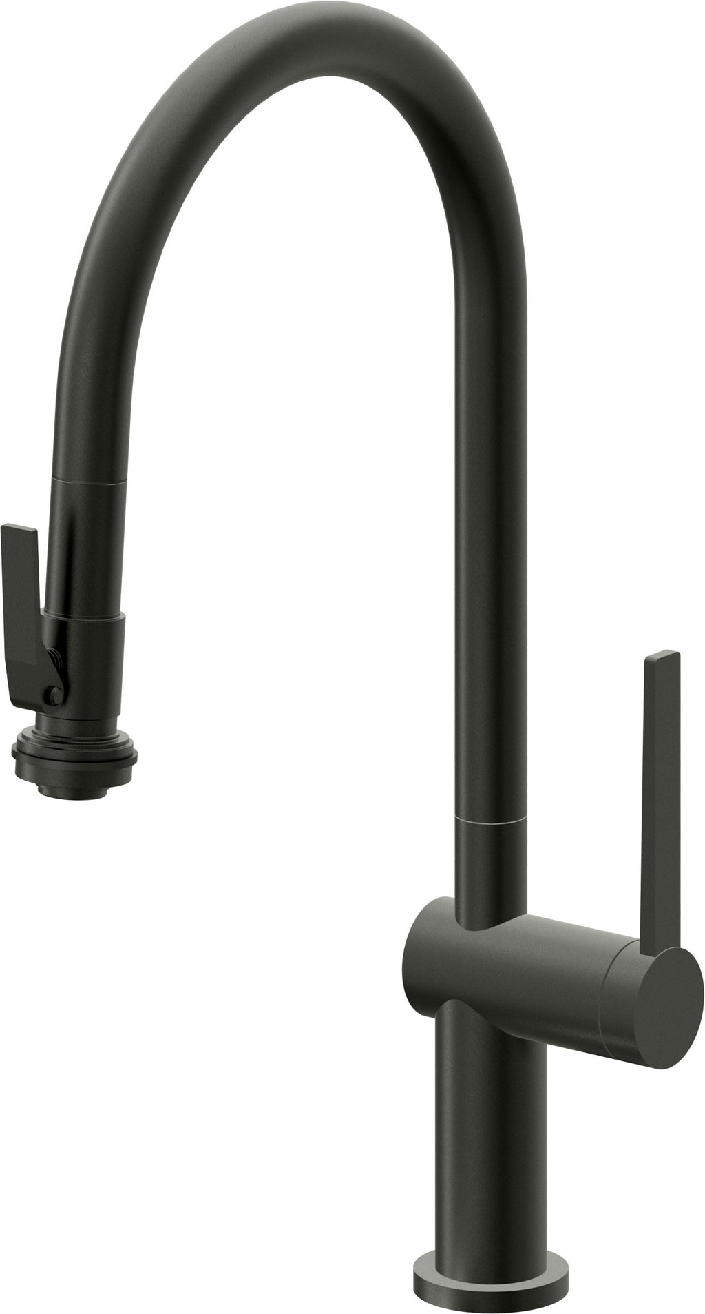 California Faucets La Spezia Llave de Cocina Extraible Contemporanea con Rociador de Apretar - Pico Alto en Arco - Bronce Bella Terra