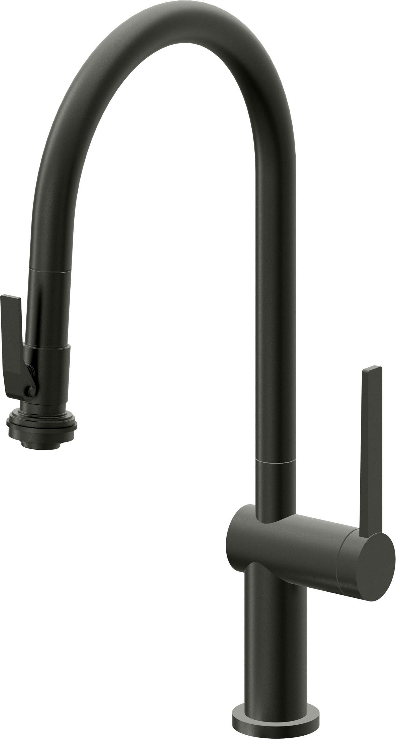 California Faucets La Spezia Llave de Cocina Extraible Contemporanea con Rociador de Apretar - Pico Alto en Arco - Bronce Bella Terra