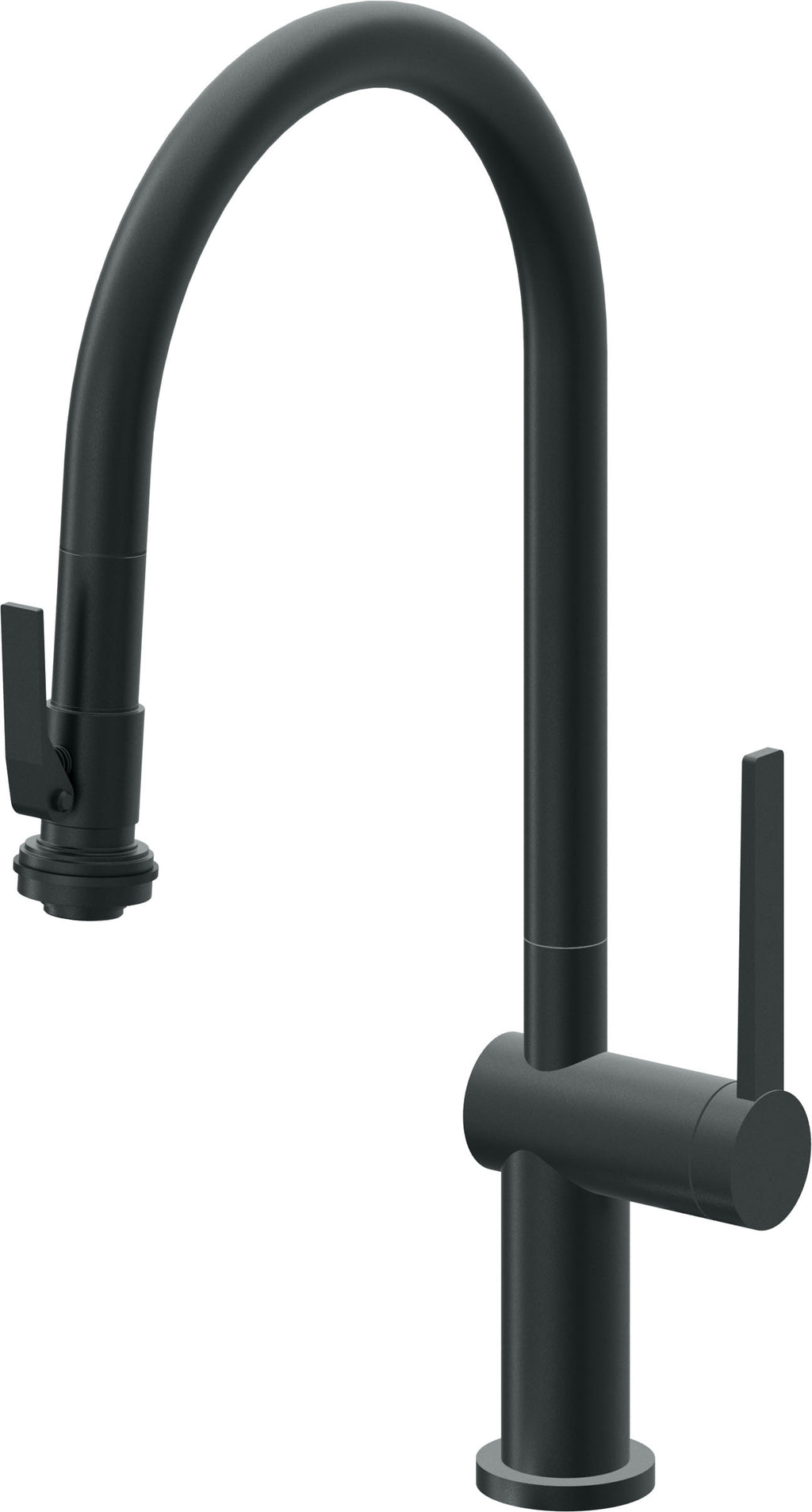 California Faucets La Spezia Llave de Cocina Extraible Contemporanea con Rociador de Apretar - Pico Alto en Arco - Carbón