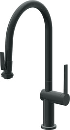 California Faucets La Spezia Llave de Cocina Extraible Contemporanea con Rociador de Apretar - Pico Alto en Arco - Carbón