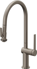 California Faucets La Spezia Llave de Cocina Extraible Contemporanea con Rociador de Apretar - Pico Alto en Arco - Grafito