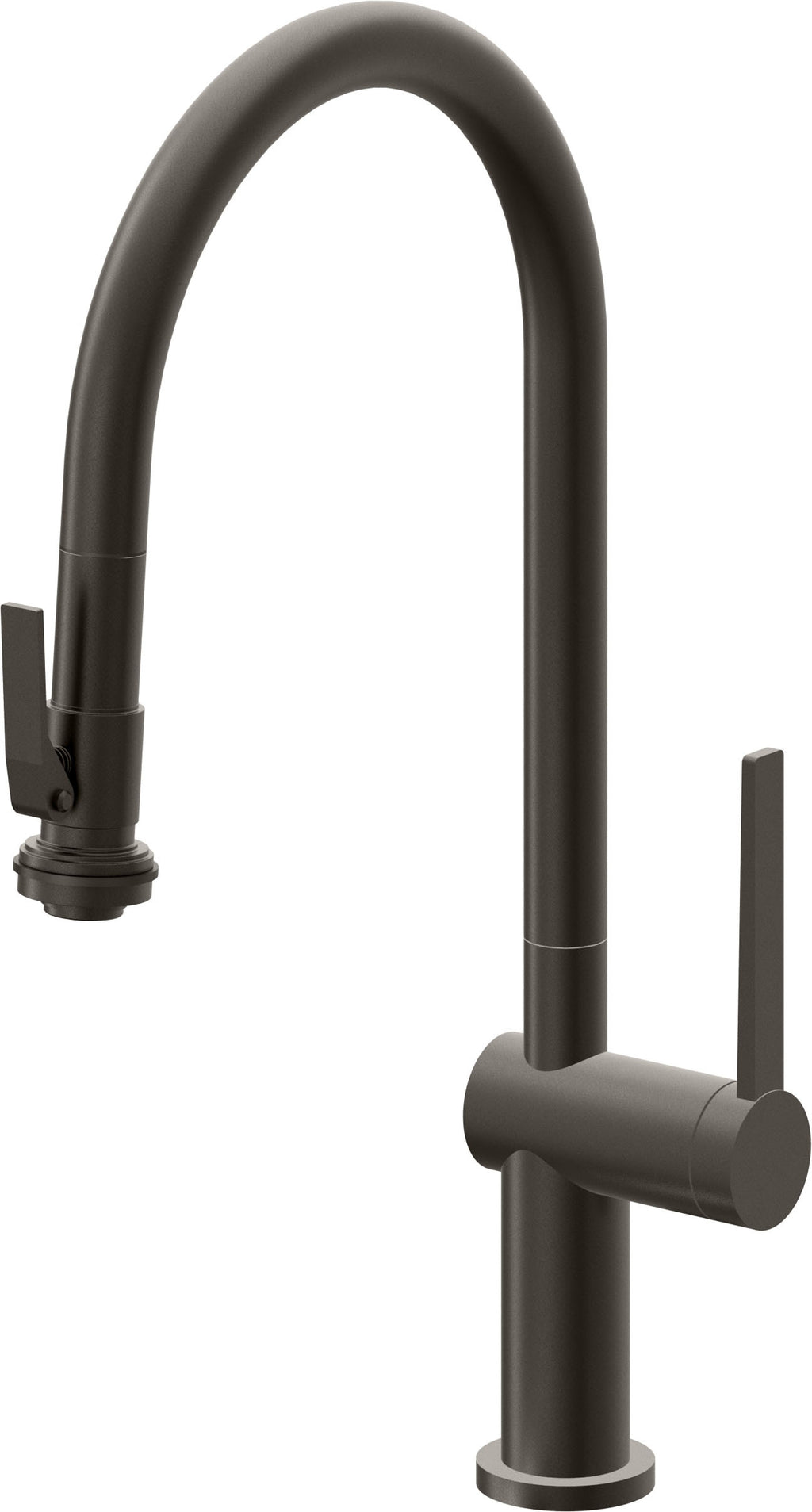 California Faucets La Spezia Llave de Cocina Extraible Contemporanea con Rociador de Apretar - Pico Alto en Arco - Bronce Oscuro