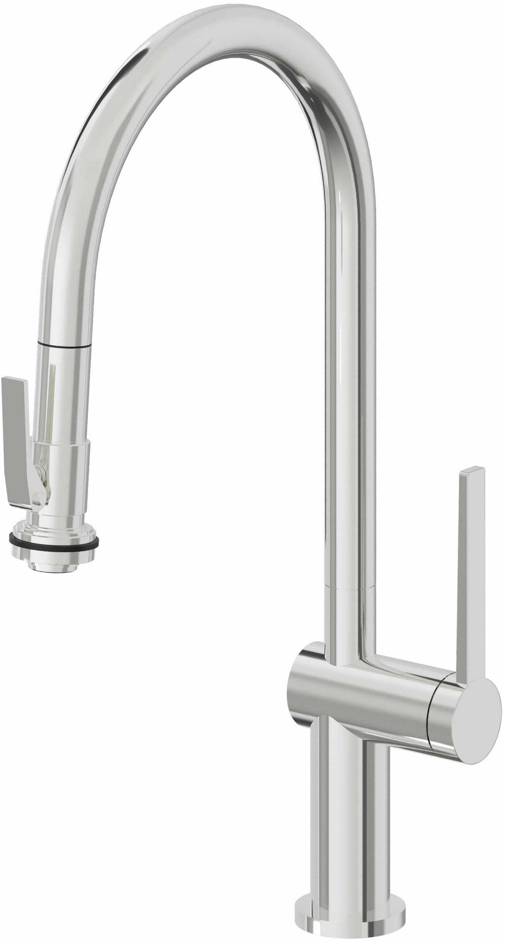 California Faucets La Spezia Llave de Cocina Extraible Contemporanea con Rociador de Apretar - Pico Alto en Arco - Cromo Pulido