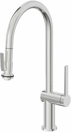 California Faucets La Spezia Llave de Cocina Extraible Contemporanea con Rociador de Apretar - Pico Alto en Arco - Cromo Pulido
