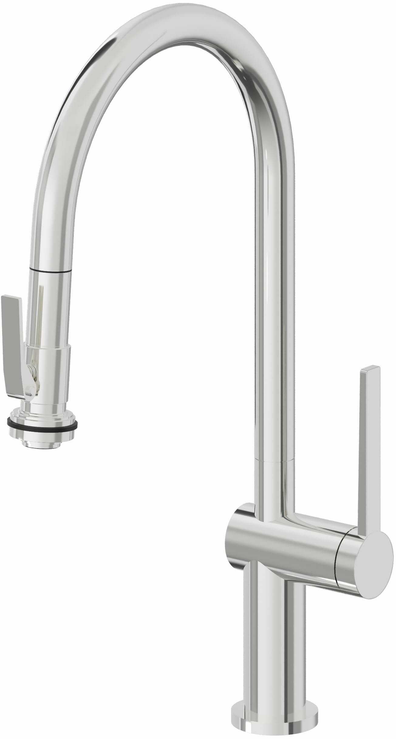 California Faucets La Spezia Llave de Cocina Extraible Contemporanea con Rociador de Apretar - Pico Alto en Arco - Cromo Pulido
