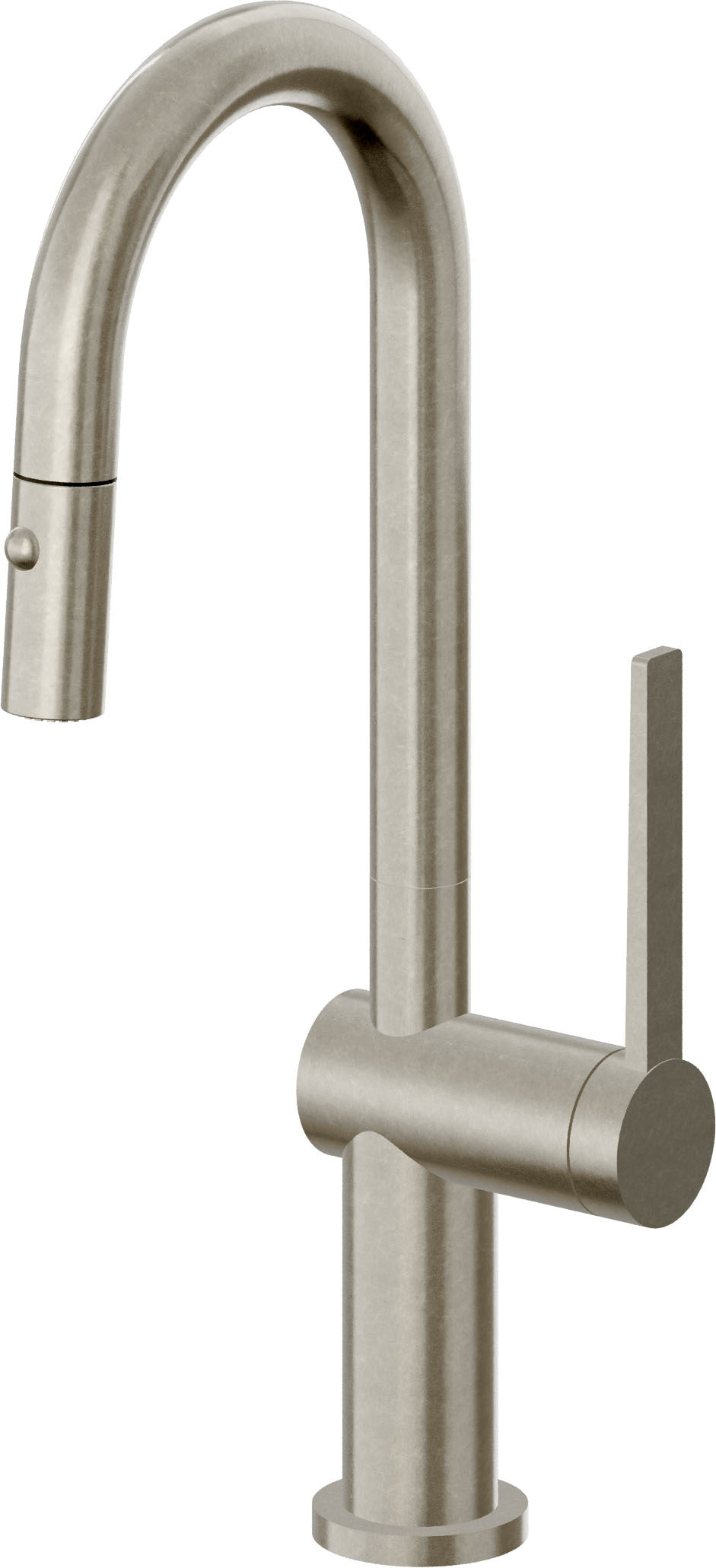California Faucets La Spezia Llave de Bar/Preparacion Extraible Contemporanea con Rociador de Boton - Níquel Bruñido