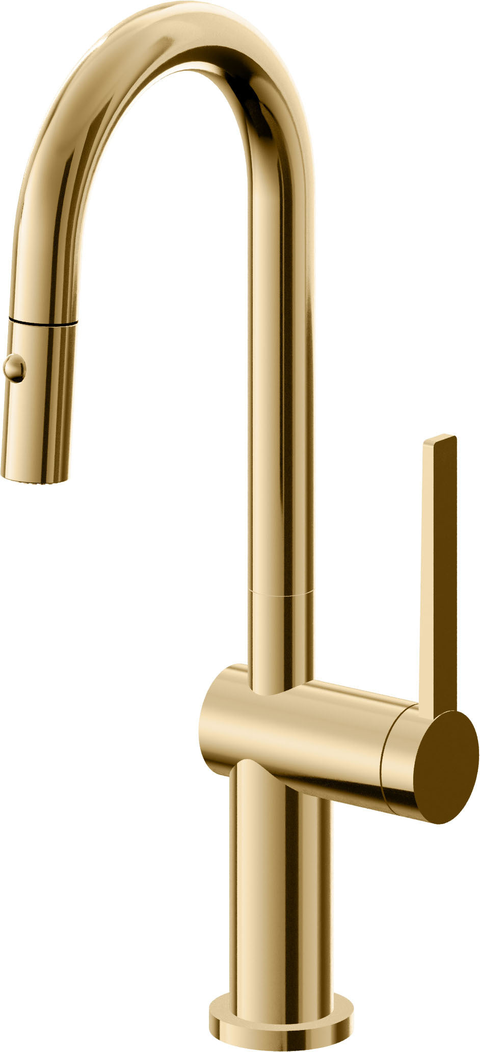 California Faucets La Spezia Llave de Bar/Preparacion Extraible Contemporanea con Rociador de Boton - Oro Francés