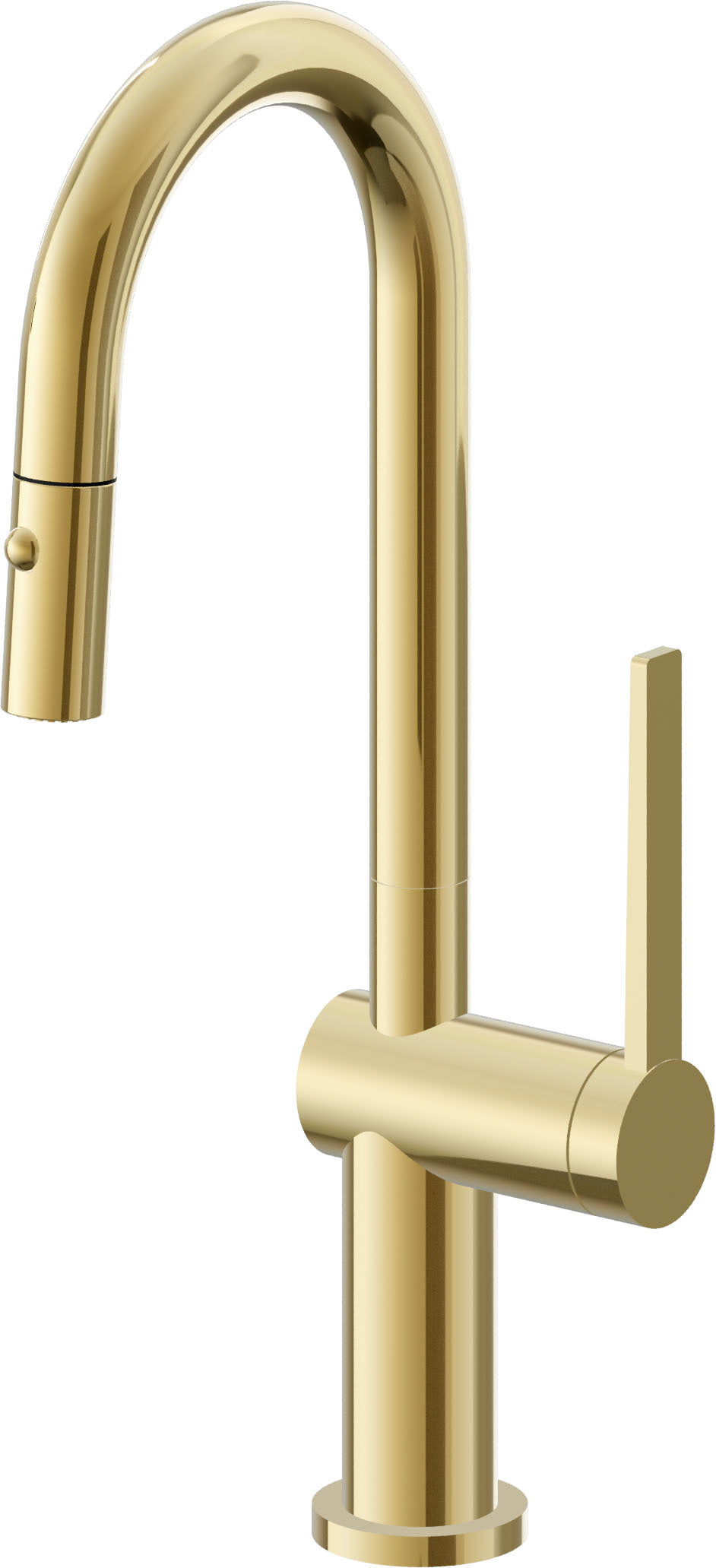 California Faucets La Spezia Llave de Bar/Preparacion Extraible Contemporanea con Rociador de Boton - Oro Pulido de por Vida