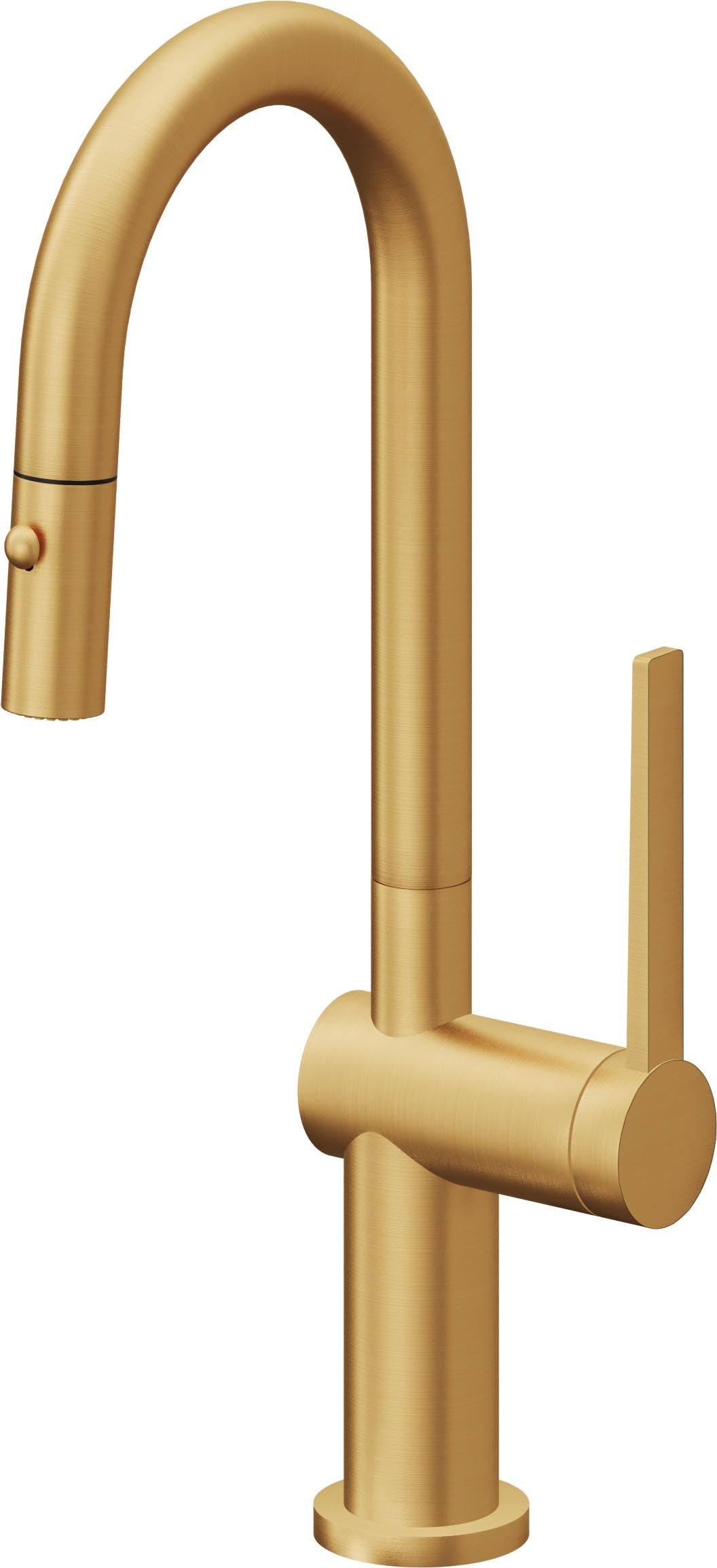 California Faucets La Spezia Llave de Bar/Preparacion Extraible Contemporanea con Rociador de Boton - Oro Satinado de por Vida