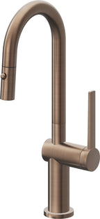 California Faucets La Spezia Llave de Bar/Preparacion Extraible Contemporanea con Rociador de Boton - Bronce Satinado