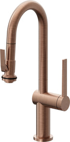 California Faucets La Spezia Llave de Bar/Preparacion Extraible Contemporanea con Rociador de Apretar - Cobre Antiguo Mate