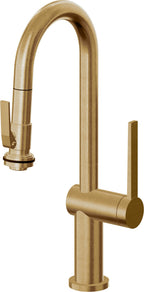 California Faucets La Spezia Llave de Bar/Preparacion Extraible Contemporanea con Rociador de Apretar - Latón Bruñido