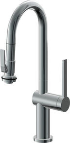 California Faucets La Spezia Llave de Bar/Preparacion Extraible Contemporanea con Rociador de Apretar - Níquel Negro