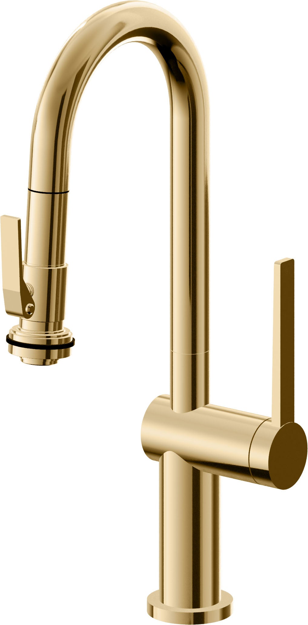California Faucets La Spezia Llave de Bar/Preparacion Extraible Contemporanea con Rociador de Apretar - Oro Francés