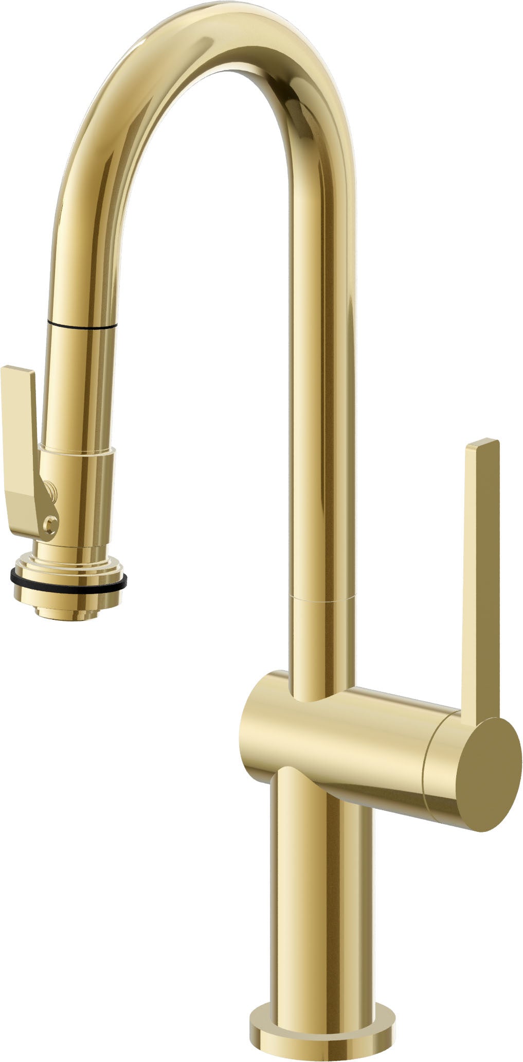 California Faucets La Spezia Llave de Bar/Preparacion Extraible Contemporanea con Rociador de Apretar - Oro Pulido de por Vida