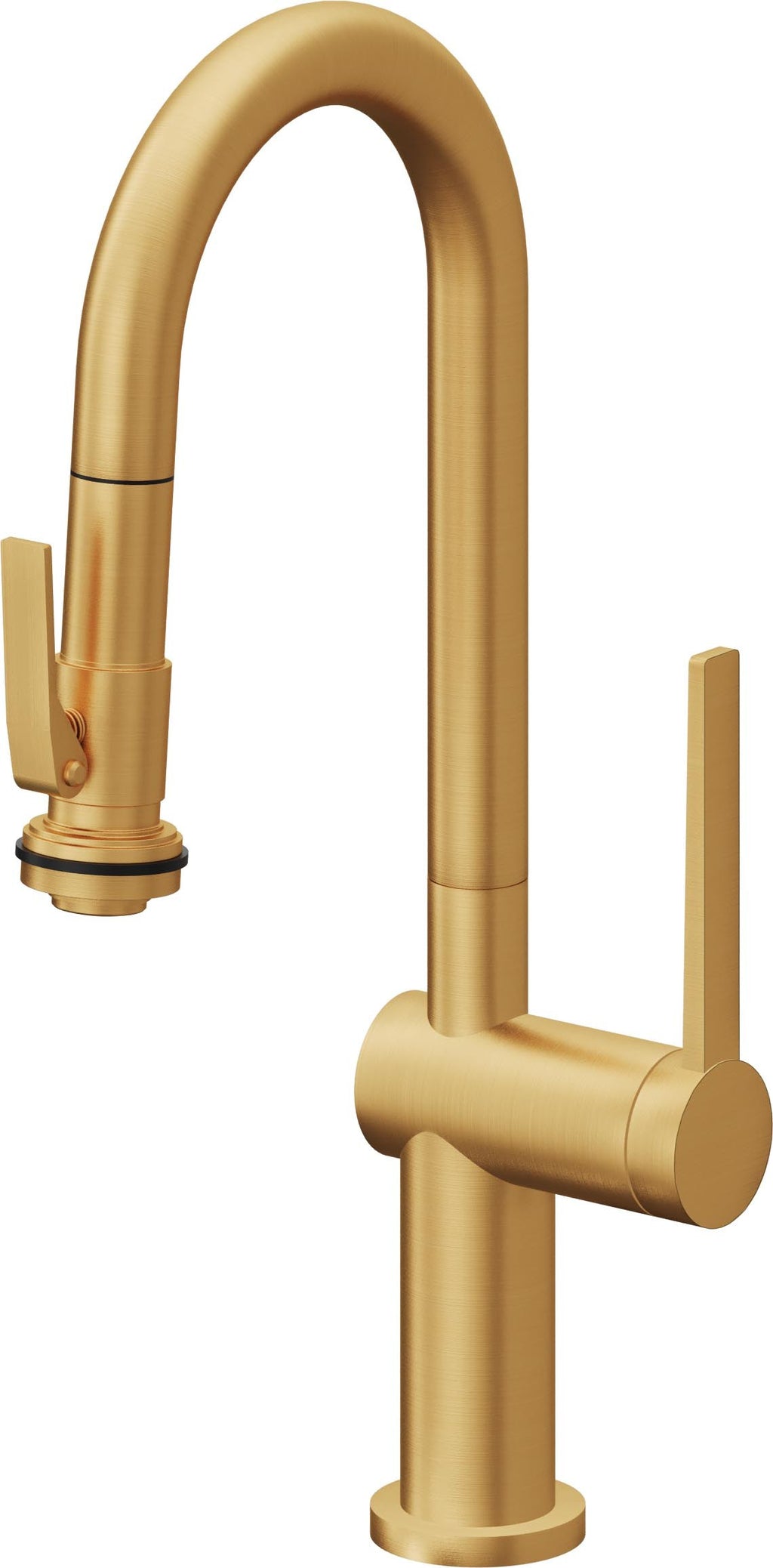 California Faucets La Spezia Llave de Bar/Preparacion Extraible Contemporanea con Rociador de Apretar - Oro Satinado de por Vida