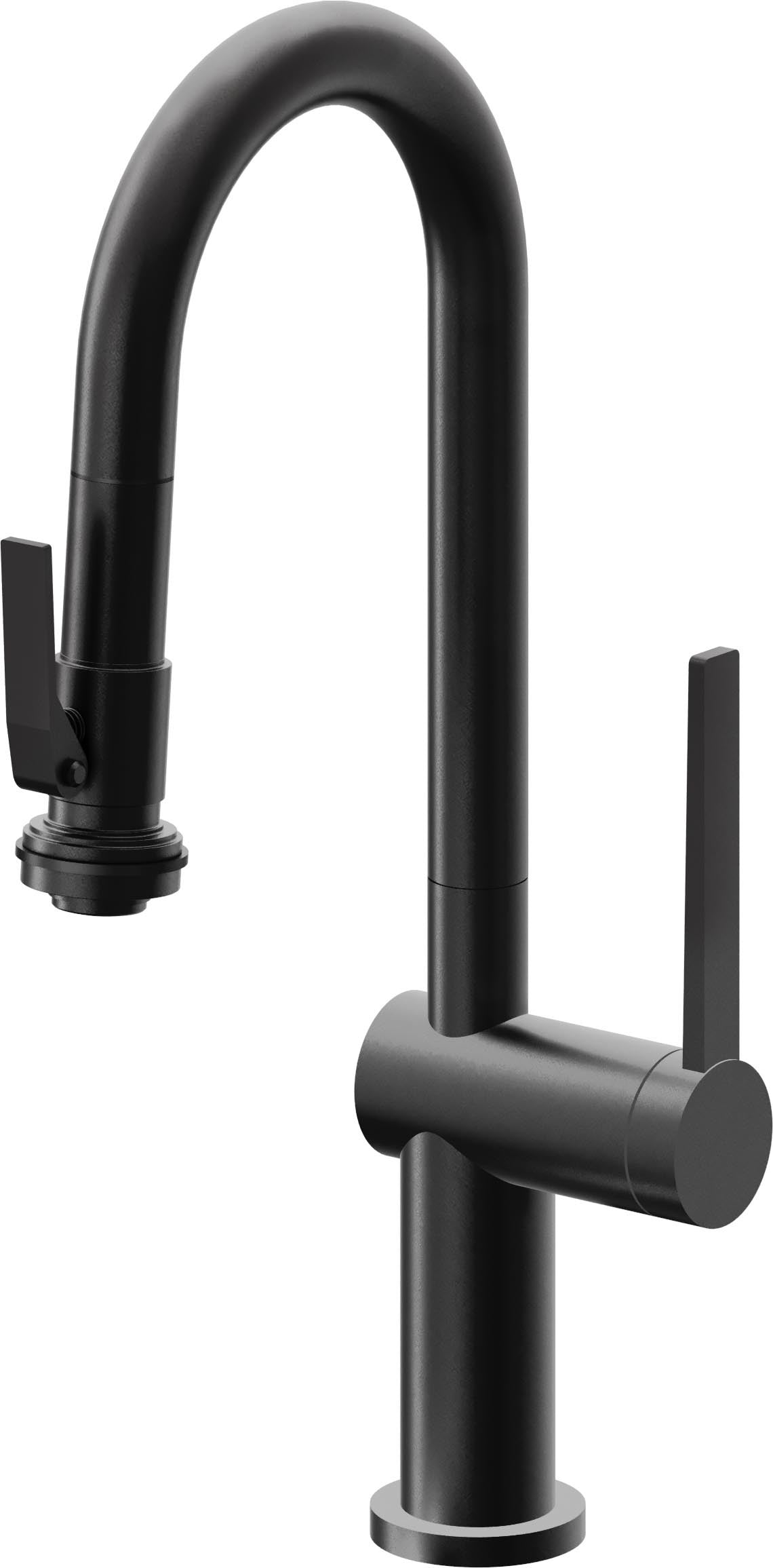 California Faucets La Spezia Llave de Bar/Preparacion Extraible Contemporanea con Rociador de Apretar - Negro Mate