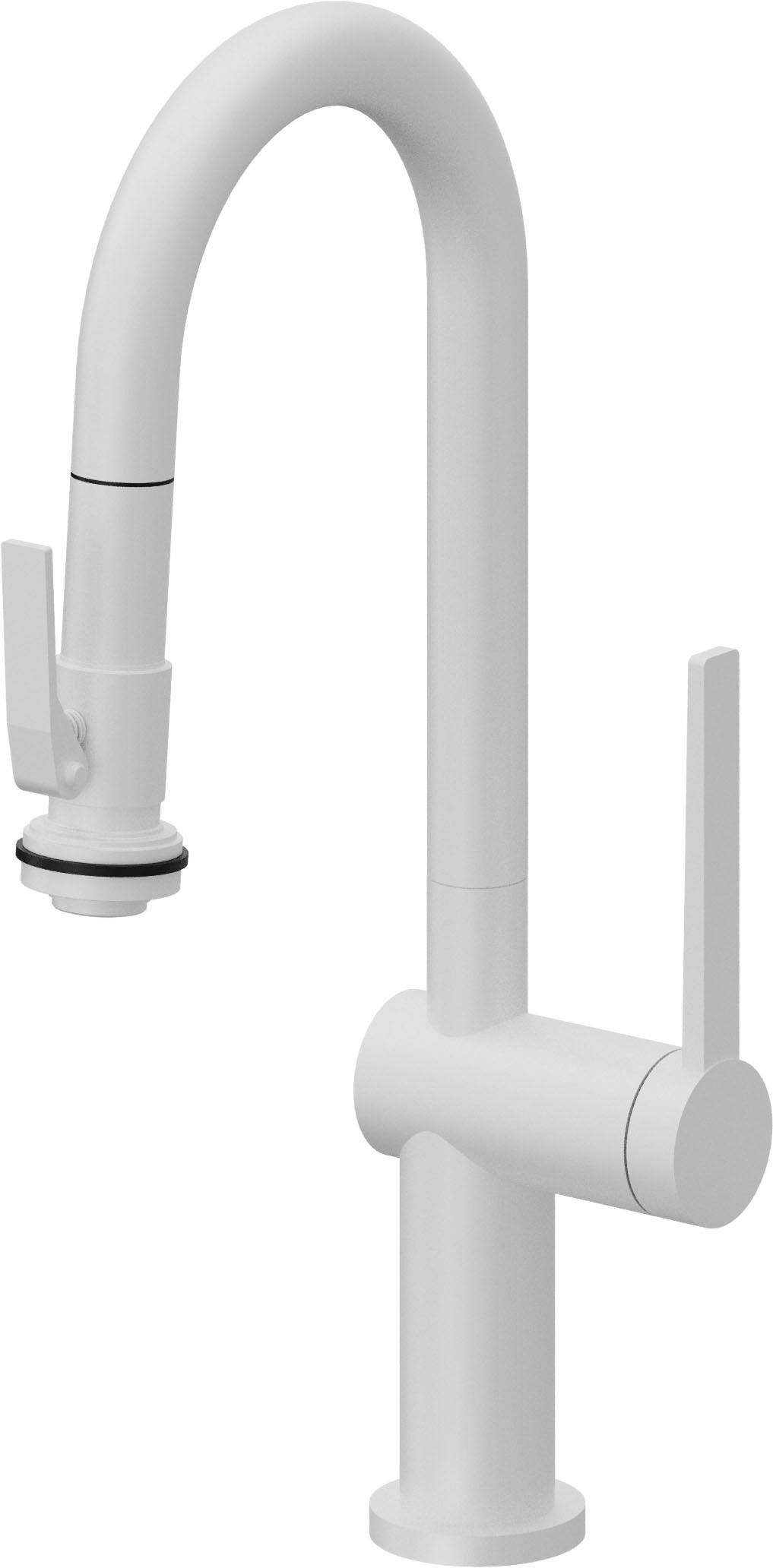 California Faucets La Spezia Llave de Bar/Preparacion Extraible Contemporanea con Rociador de Apretar - Blanco Mate
