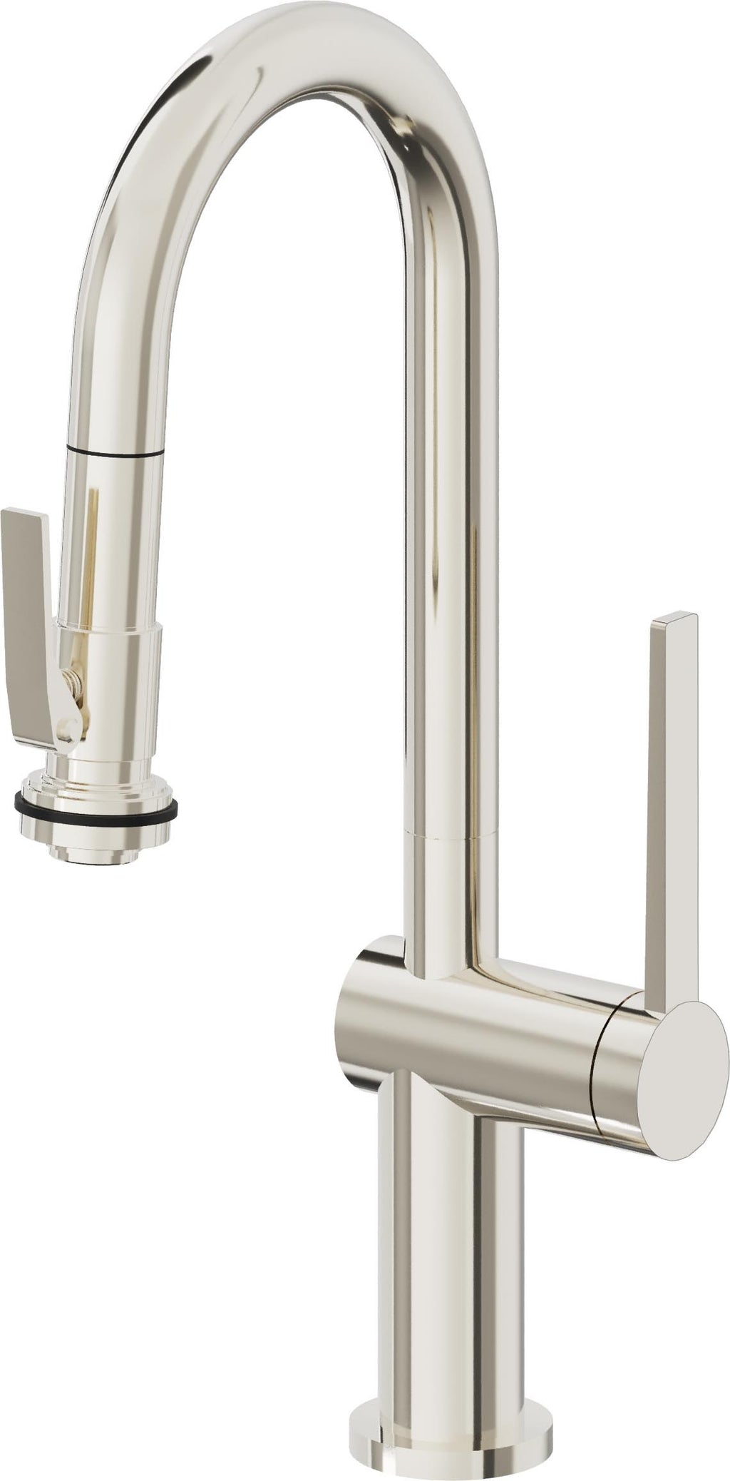 California Faucets La Spezia Llave de Bar/Preparacion Extraible Contemporanea con Rociador de Apretar - Níquel Pulido