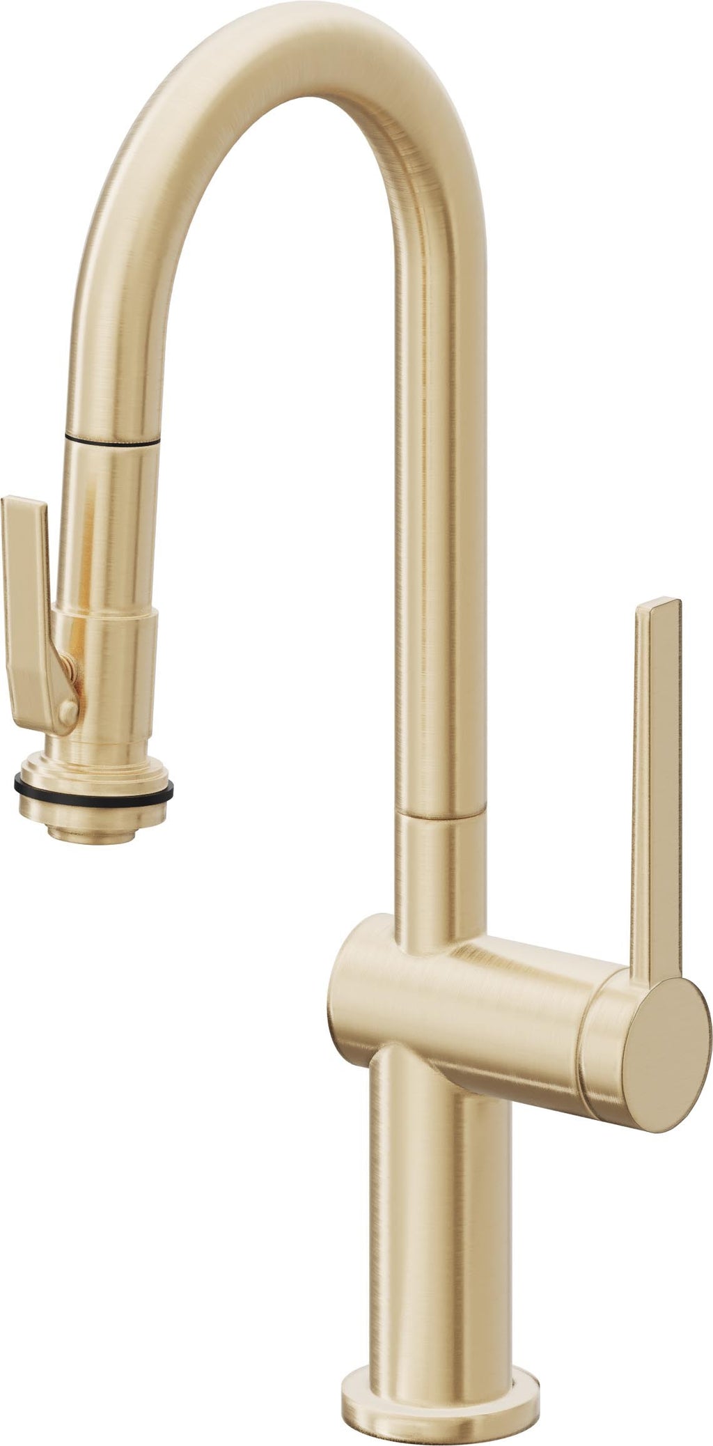 California Faucets La Spezia Llave de Bar/Preparacion Extraible Contemporanea con Rociador de Apretar - Latón Satinado