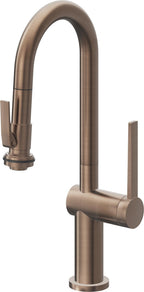 California Faucets La Spezia Llave de Bar/Preparacion Extraible Contemporanea con Rociador de Apretar - Bronce Satinado