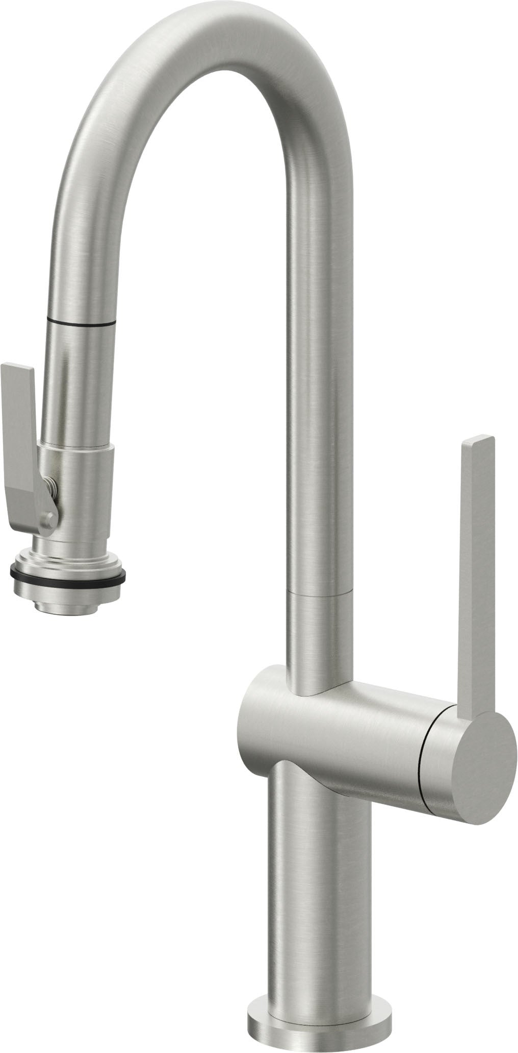 California Faucets La Spezia Llave de Bar/Preparacion Extraible Contemporanea con Rociador de Apretar - Cromo Satinado