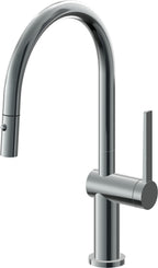 California Faucets La Spezia Llave de Cocina Extraible Contemporanea con Rociador de Boton - Pico Bajo en Arco - Níquel Negro
